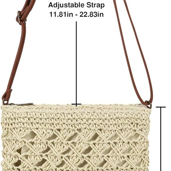Women’s Crochet Mesh Straw Beach Bag Small Crossbody Summer Purse - Picture 5 of 6